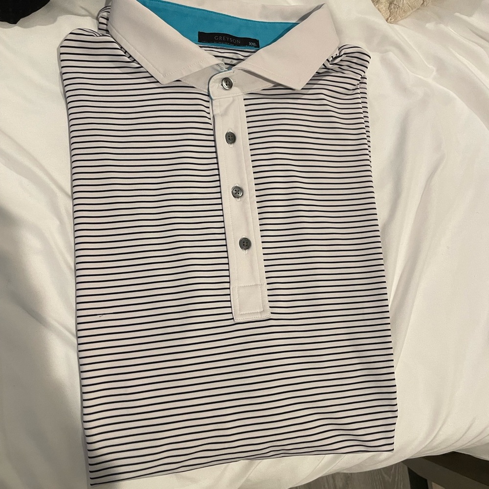 Greyson Men's Striped Polo Shirt - Black and White
